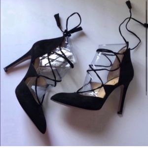 Jessica Simpson Black Suede Tie Up Heels ❤️Offers